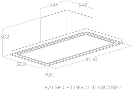 ELICA Okap  SKYDOME H30 A/100 (30 cm wysokość) sufitowy, biały