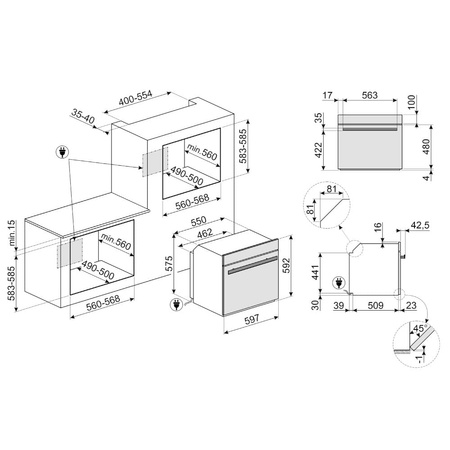 SMEG Piekarnik elektryczny SOP6604TPNR wysokość: 60 cm, komora GALILEO, wyświetlacz TFT, Do zabudowy