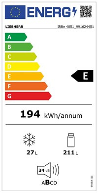 Liebherr Chłodziarka IRBe 4851 zintegrowanej z systemem BioFresh, Do zabudowy