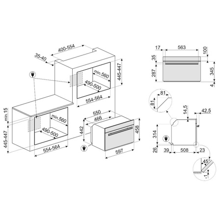 SMEG Piekarnik elektryczny z funkcją mikrofali SF4604WMCNR wysokość: 45 cm, MICROCOMBI, wyświetlacz LCD, Do zabudowy