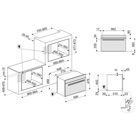 SMEG Piekarnik elektryczny SFPR9604TNR wysokość: 48 cm, szerokość: 90cm, wyświetlacz TFT, Do zabudowy